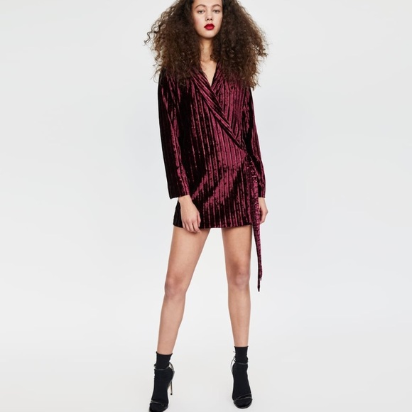 zara burgundy velvet dress
